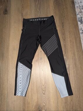 Under Armour Black Compression HeatGear ankle Leggings with White Logo